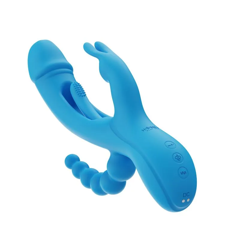 HoneyPlayBox - Trilux Kinky Finger Rabbit Vibrator - Blau