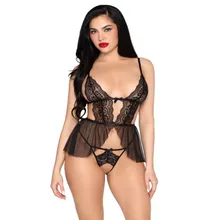 Leg Avenue - Babydoll und Ouvert String - Schwarz Leg Avenue - Babydoll und Ouvert String - Schwarz