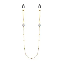 Goldene Brustwarzenklemmen mit Kette und Perlen Goldene Brustwarzenklemmen mit Kette und Perlen