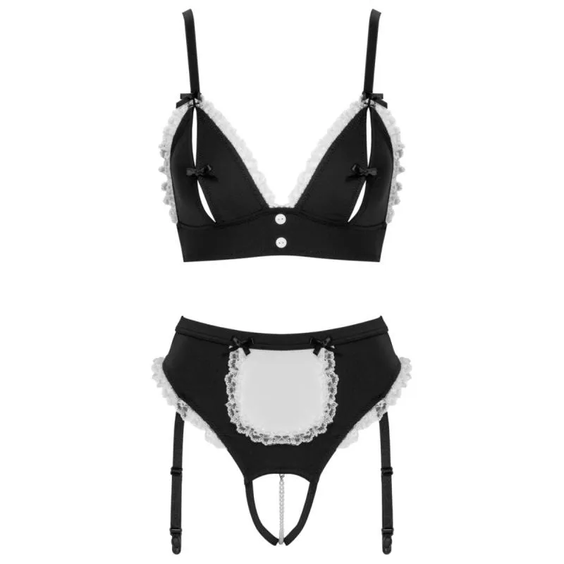 Cottelli Collection – Dienstmädchen-Set – Schwarz