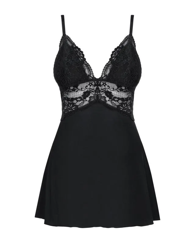 Babydoll Set Mit Spitze - Schwarz