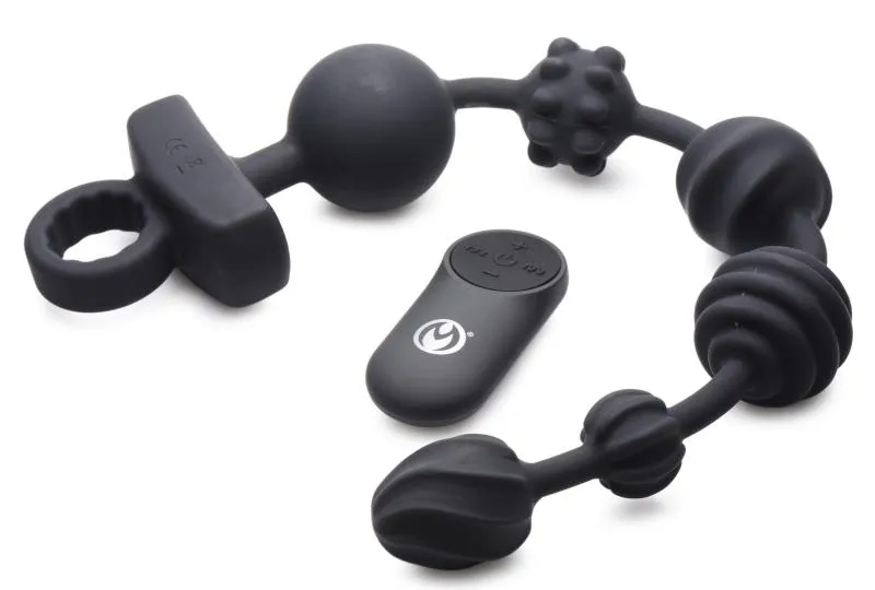 Master Series »Dark Rattler« Analkette mit Vibration & Fernbedienung