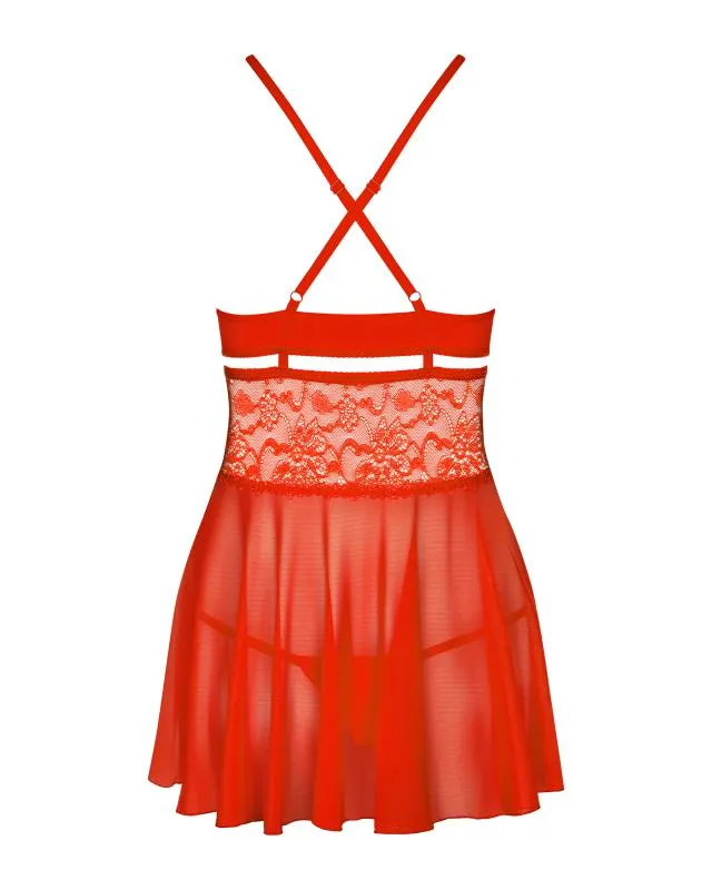 Obsessive - Babydoll Set - Rood