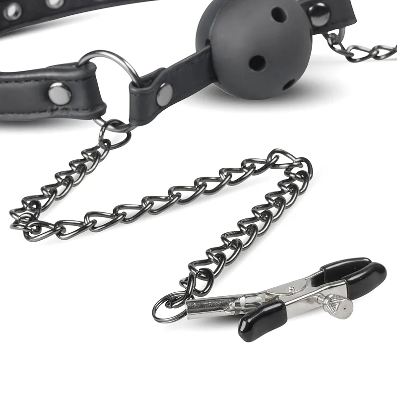 EasyToys »Offener Ball« Mundknebel mit Nippelklemmen