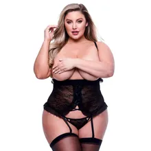 Baci - 2pc Peek-a-boo Bustier & G-string Set Queen Baci - 2pc Peek-a-boo Bustier & G-string Set Queen