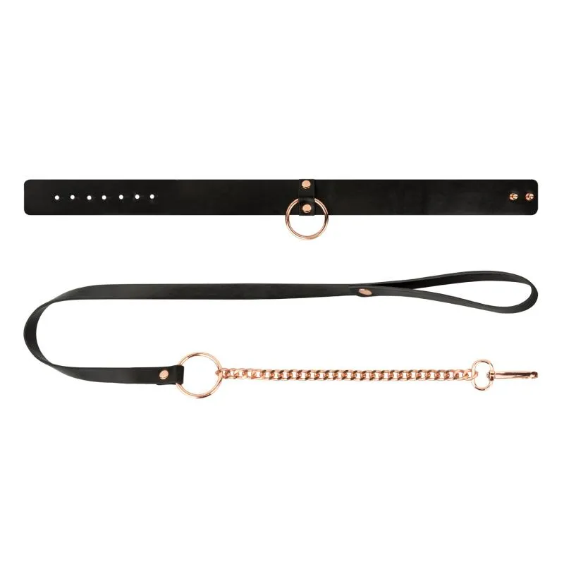 Rosy Gold - Halsband mit Leine - Schwarz