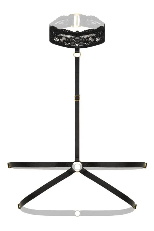 Christine - Riemchen-Harness Bralette mit Spitze Viola - Schwarz