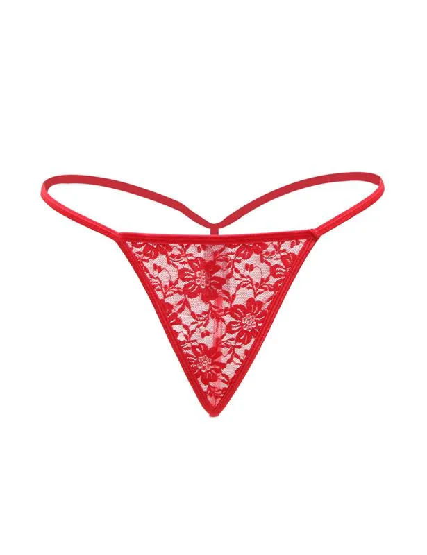 2er-Pack Spitzen-Tangas - Rot
