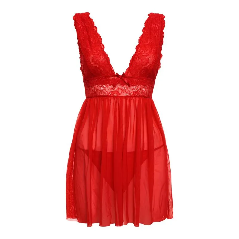 Christine - Babydoll + String Lieve - Rot