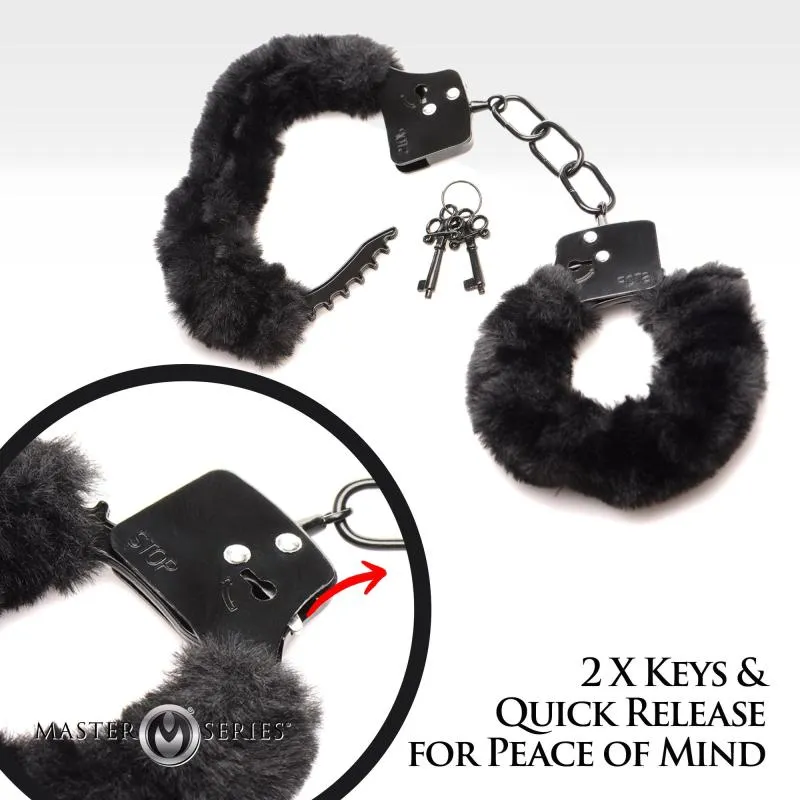 XR Brands - Cuffed In Fur Handschellen - Schwarz