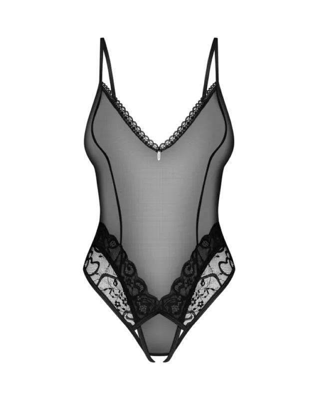 Obsessive - Blomentis Crotchless Teddy - Schwarz