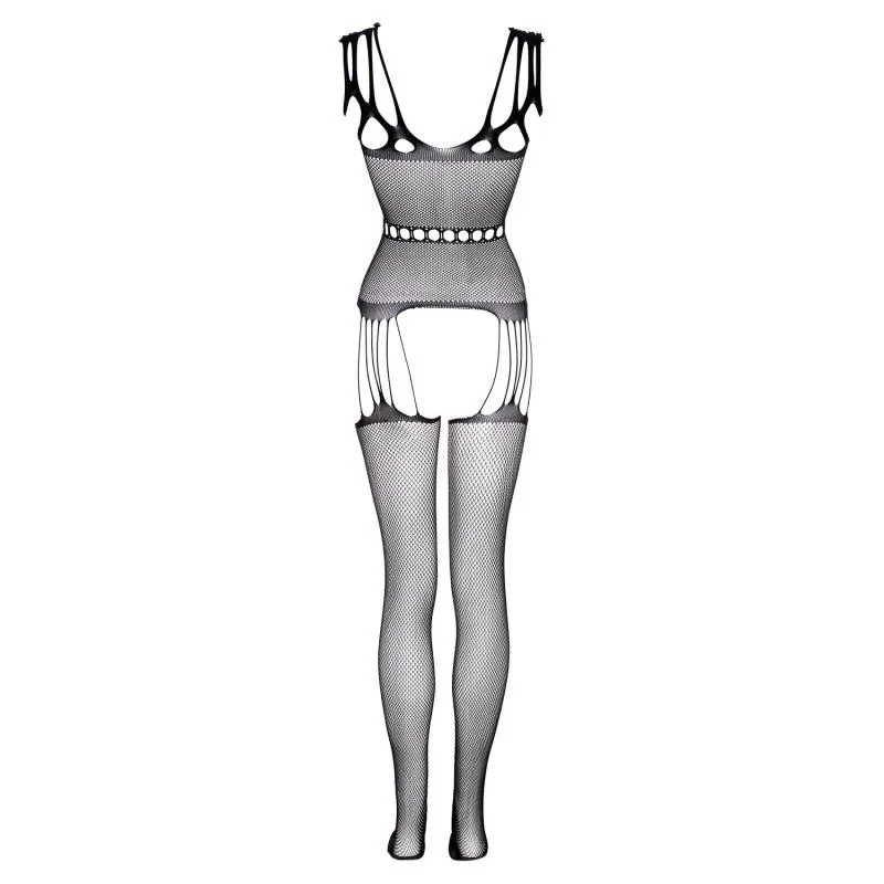Catsuit mit Straps-Design Schwarz - Curvy