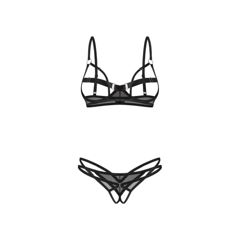 Obsessive – Euridia 2-teiliges Crotchless Set – Schwarz