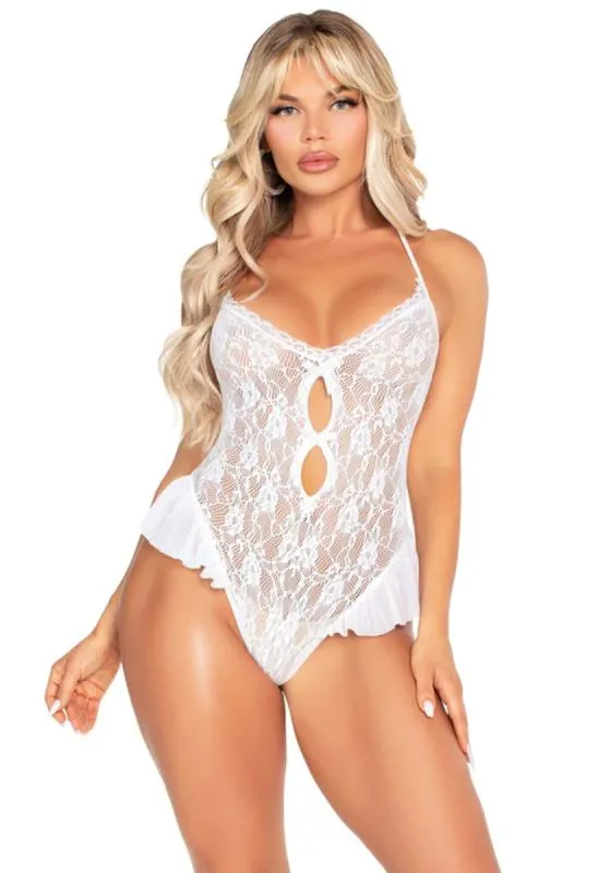 Leg Avenue – Spitzen-Teddy – Weiß