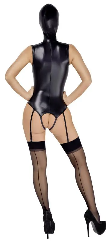 Bad Kitty – Offene Cup Body mit Kopfhaube – Schwarz
