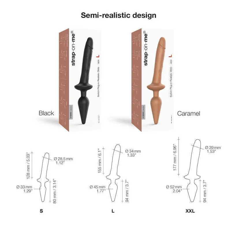 Strap-On-Me - Switch  Plug-in Realistic Dildo Caramel S