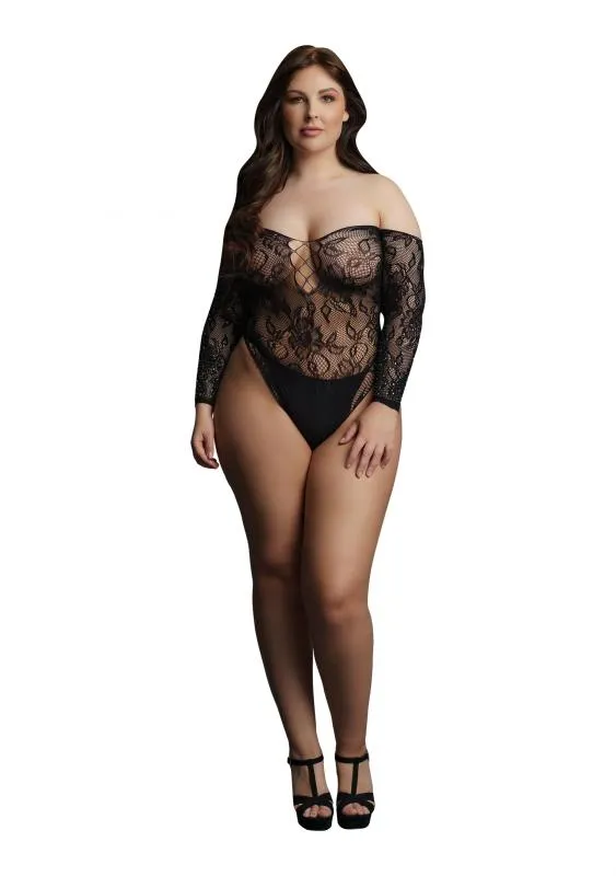 Body für Kurven mit Glitzersteinen  schwarz