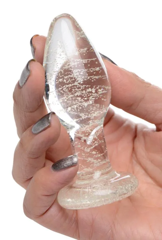 Glow-In-The-Dark Glas-Analplug - Mittelgroß