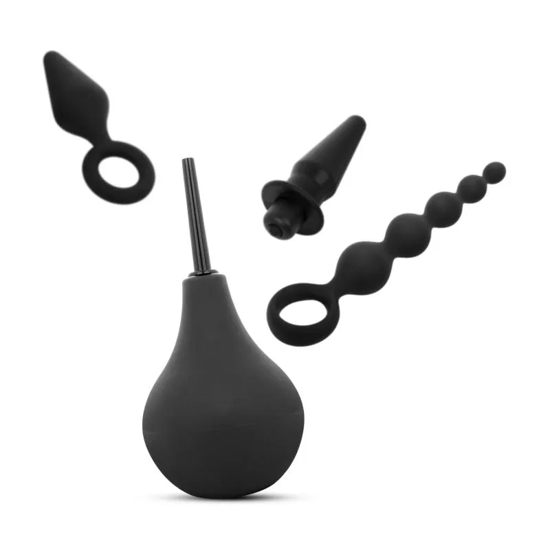 Analplug Set mit Dusche - Schwarz