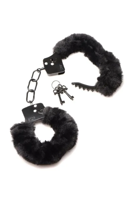 XR Brands - Cuffed In Fur Handschellen - Schwarz