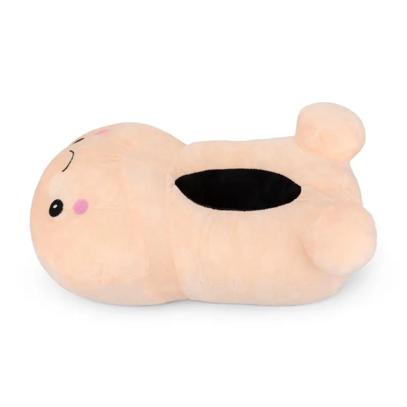 Penisförmige Hausschuhe mit Smiley-Gesicht - Beige
