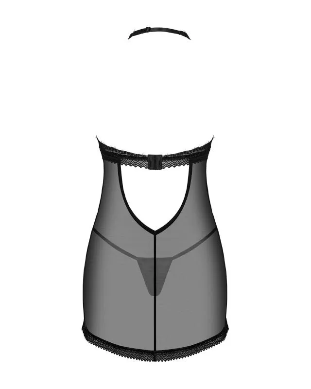Obsessive - Medilla Nachthemd und String - Schwarz