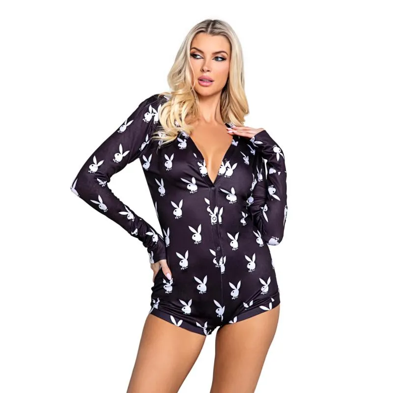 Playboy Lingerie - Slumber Bunny Onesie - Schwarz