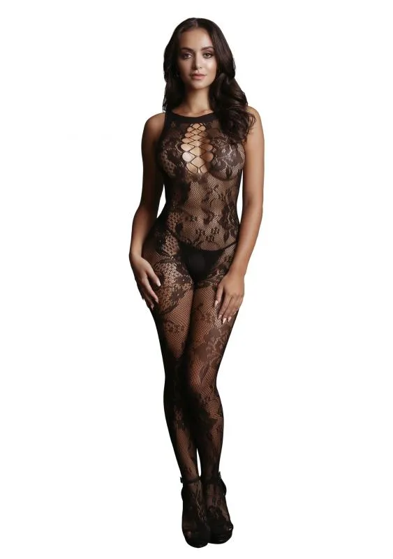 Spitzen-Catsuit schwarz