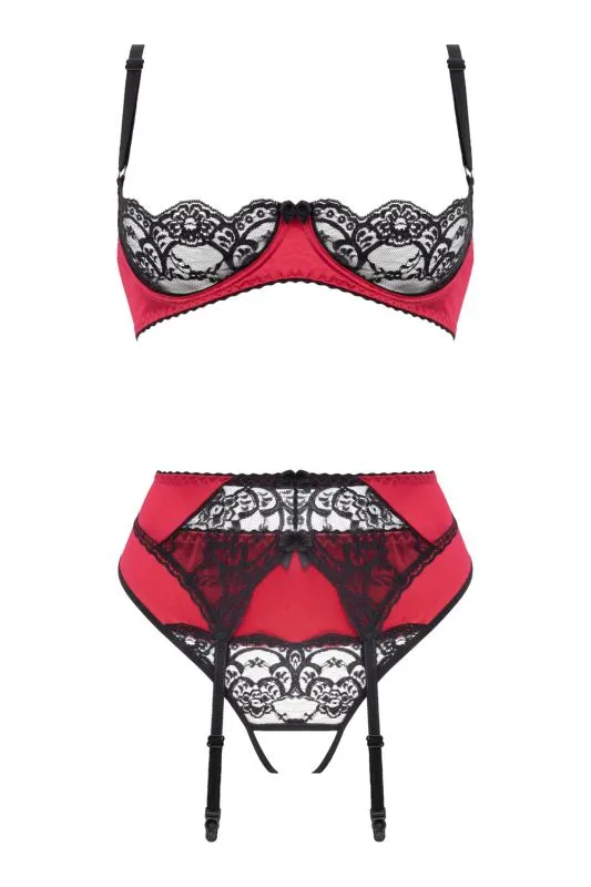 Christine - 3-teiliges Set Offener BH & Schrittfreier Slip Gush