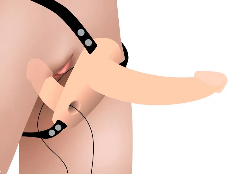 Power Pegger Doppel-Strap-On Vibrator - Hautfarbe