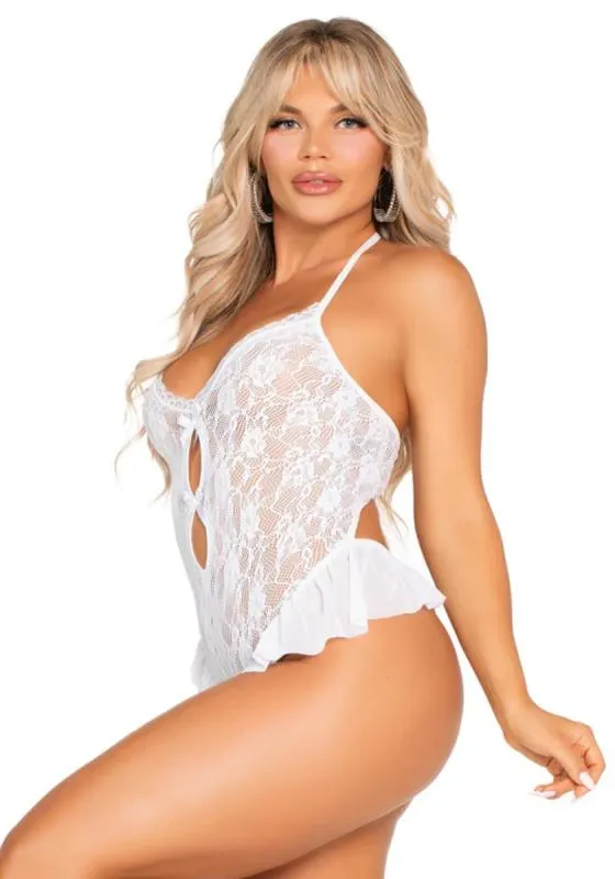 Leg Avenue – Spitzen-Teddy – Weiß