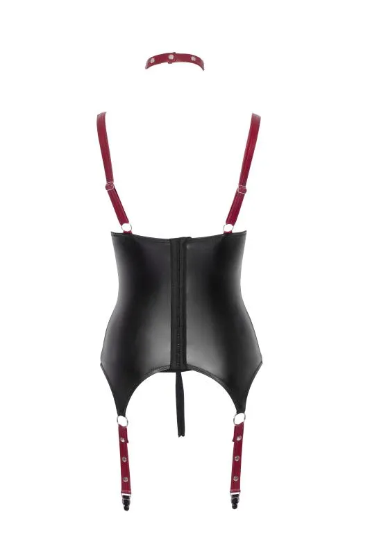 Cottelli Bondage – Schrittloses Set mit Basque & String – Schwarz