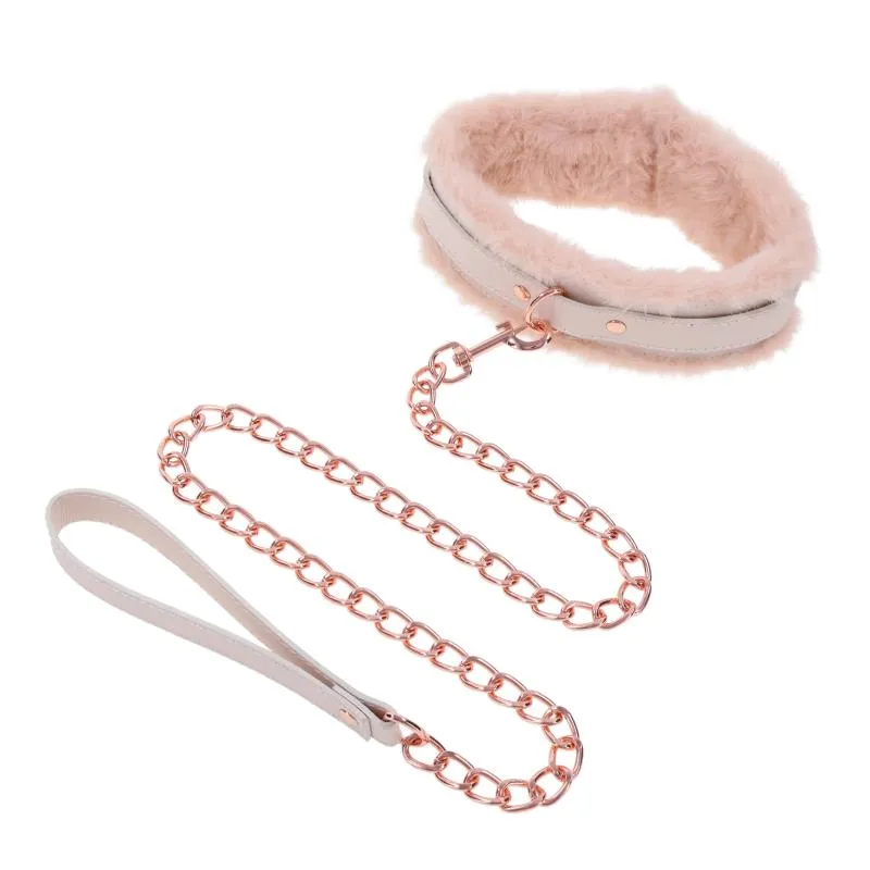 Sportsheets - S&M Peaches ?n CreaMe Fur Collar & Leash Cream