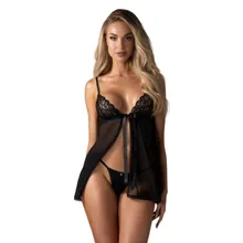 Obsessive - Blomentis Babydoll und String - Schwarz Obsessive - Blomentis Babydoll und String - Schwarz