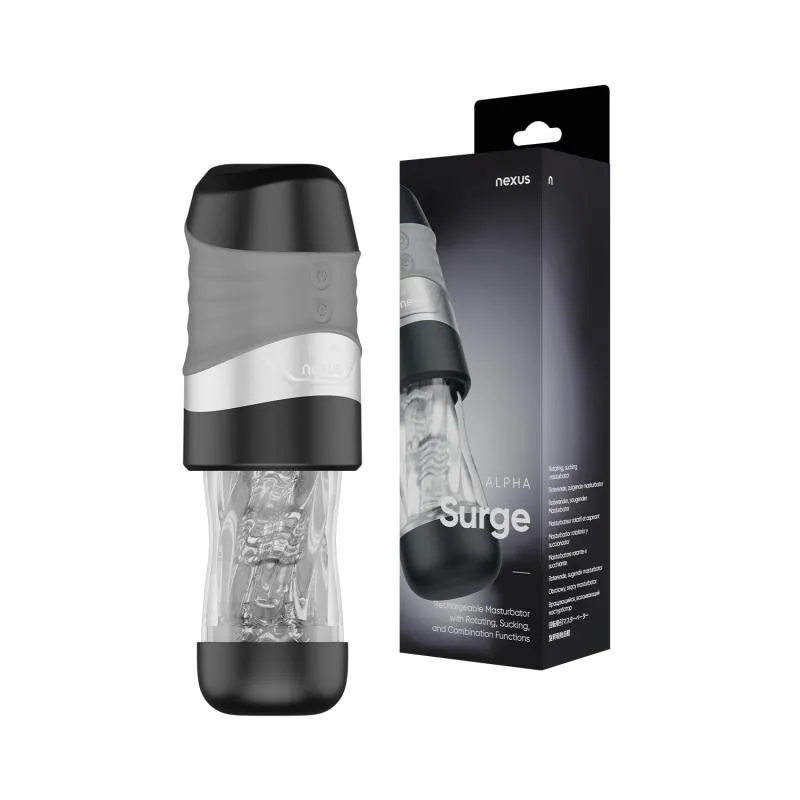 Nexus – Alpha Surge Masturbator mit Rotation & Saugfunktion – Schwarz