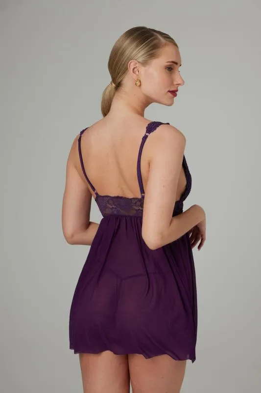 Christine - Babydoll + String Lieve - lila