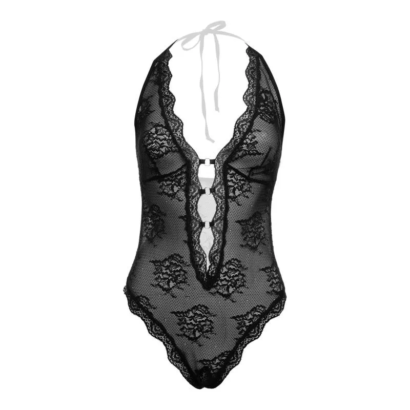 Christine - Spitzenbody ouvert Rose