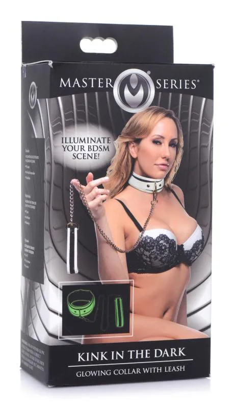 Kink in the Dark - Leuchtendes Halsband mit Gurt
