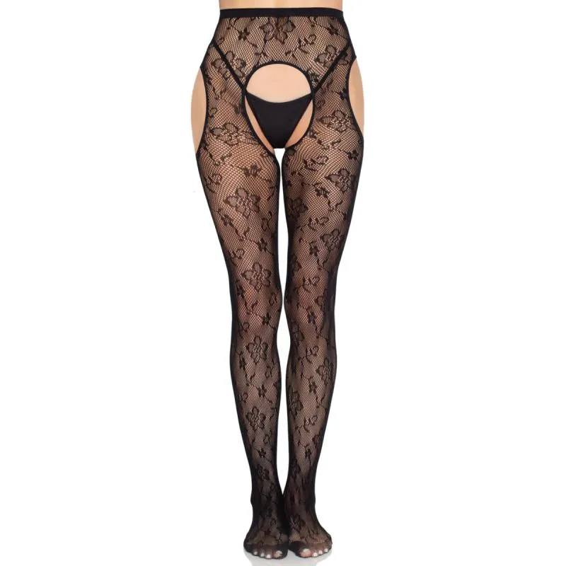Leg Avenue - Bloom Netz Strumpfhose - Schwarz