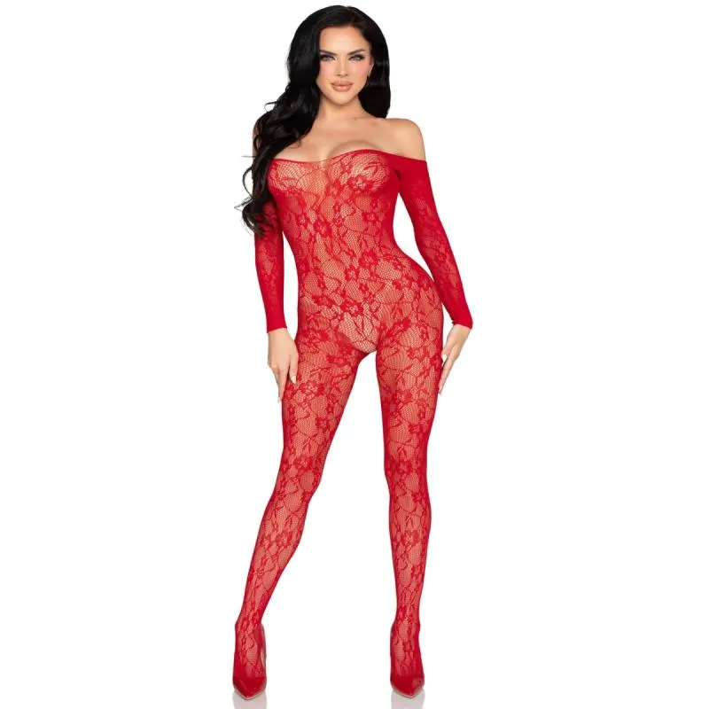 Leg Avenue - Spitzen Bodystocking - Rot