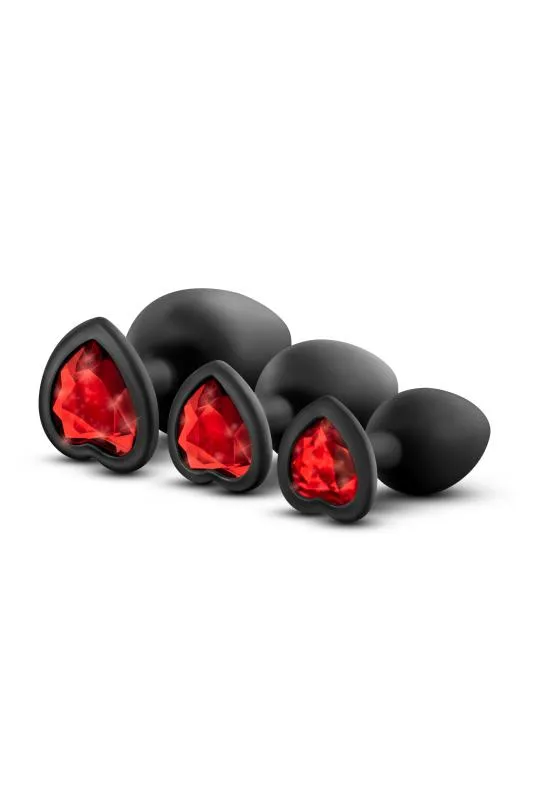 Blush - Luxe Bling Plug Trainingsset Schwarz mit Roten Edelsteinen