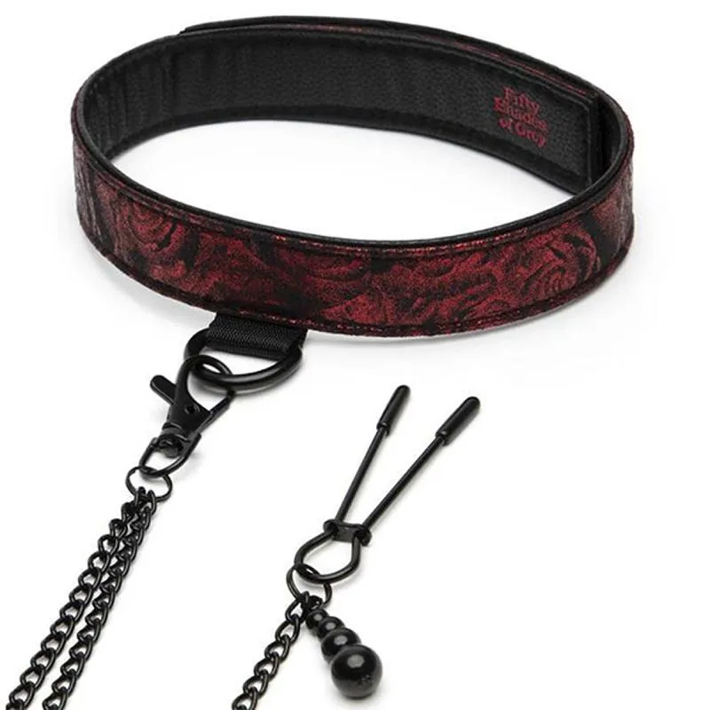 Fifty Shades of Grey – Sweet Anticipation Halsband mit Brustklemmen – Rot
