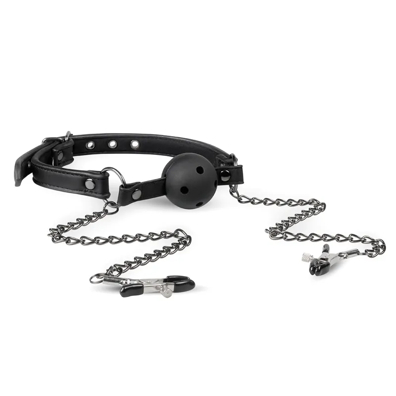 EasyToys »Offener Ball« Mundknebel mit Nippelklemmen