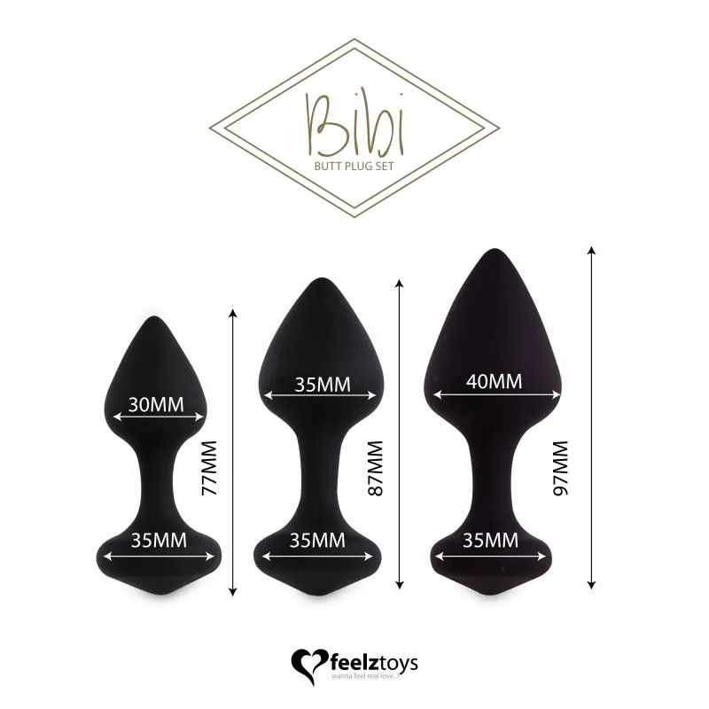 FeelzToys - Bibi Butt Plug Set 3 Stück - Schwarz