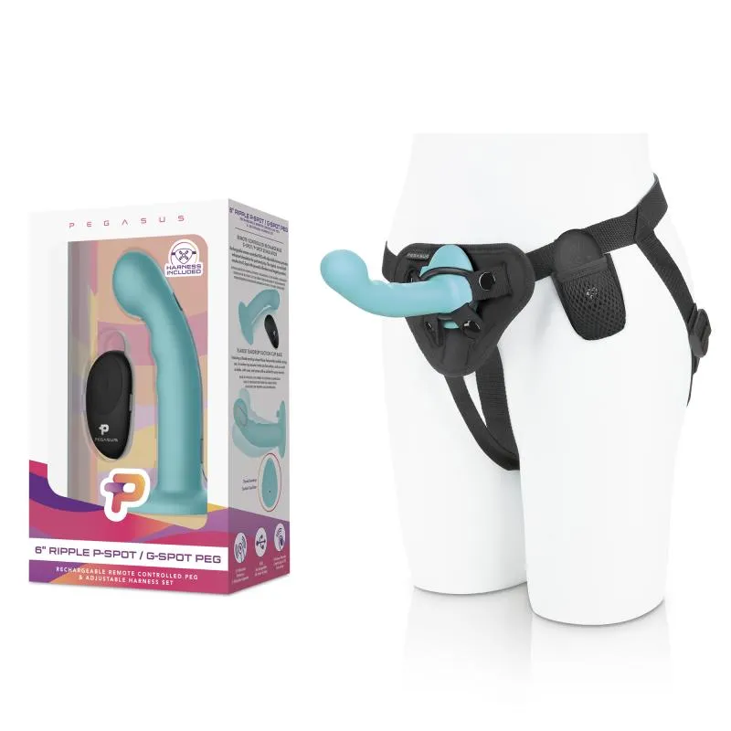 Pegasus - 6? Remote Control Ripple P-Spot G-Spot Silicone Peg with Harness