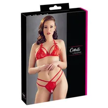Cottelli Lingerie – Spitzen-Set mit Offenem String – Rot Cottelli Lingerie – Spitzen-Set mit Offenem String – Rot