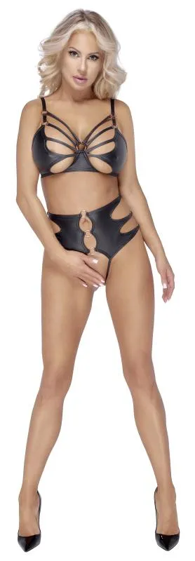 Cottelli LINGERIE – Soft Bra & Offene Panty Set – Schwarz