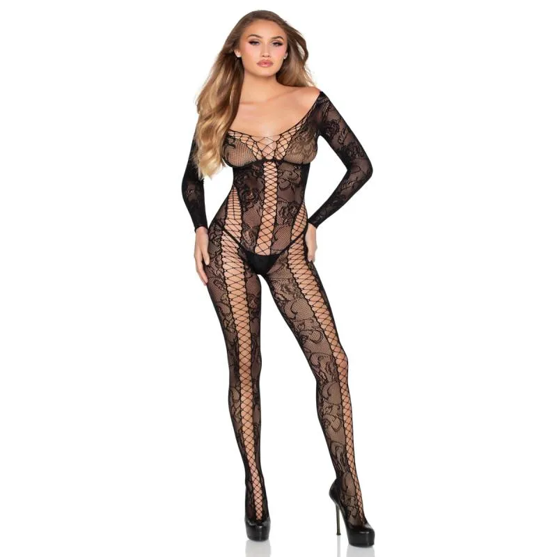Leg Avenue - Spitzen Bodystocking - Schwarz