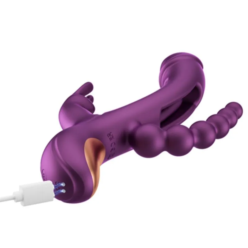 HoneyPlayBox - Trilux Kinky Finger Rabbit Vibrator - Lila