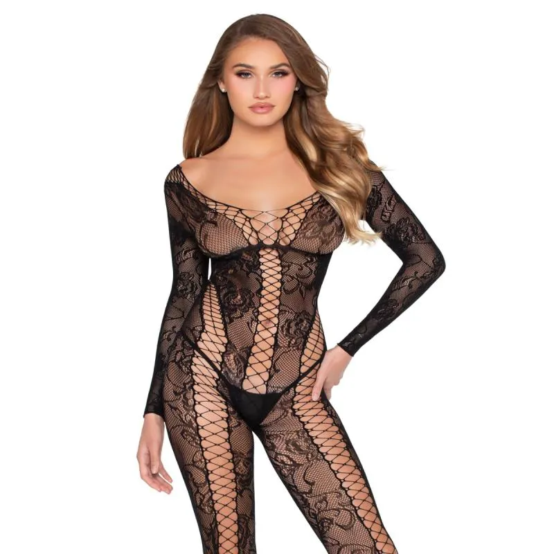 Leg Avenue - Spitzen Bodystocking - Schwarz